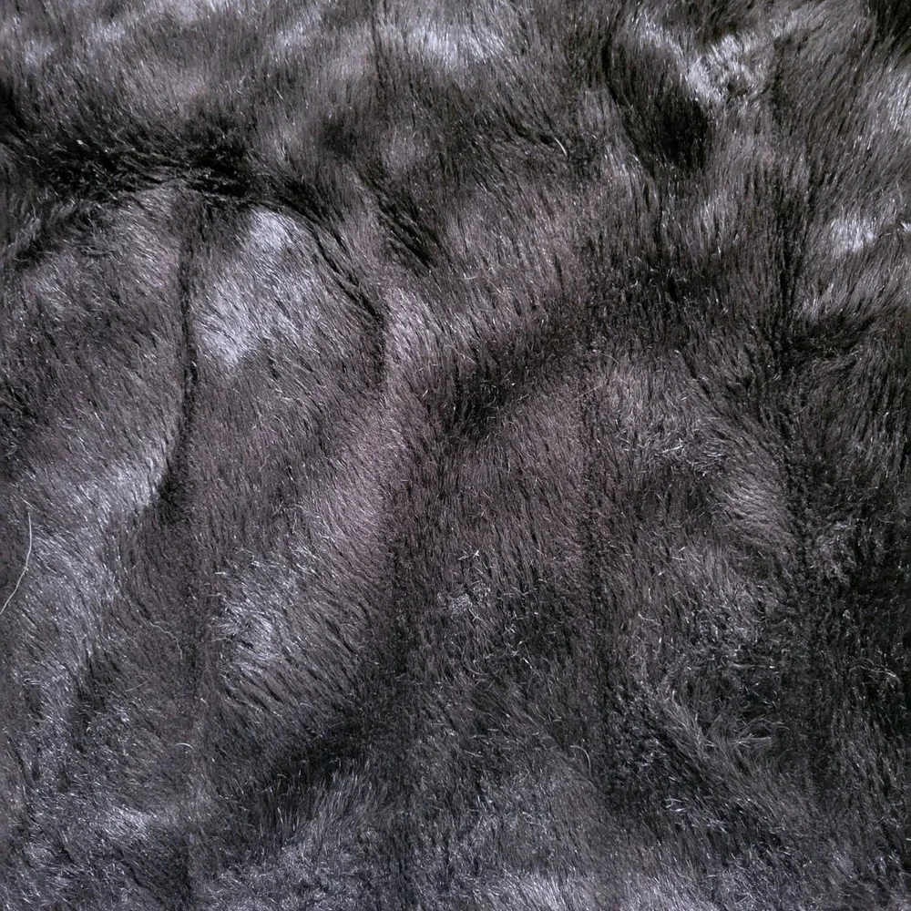 Vtg Monterey Mills Mon Ami Lap Throw Blanket Black Faux Fur Ribbed Vintage Style